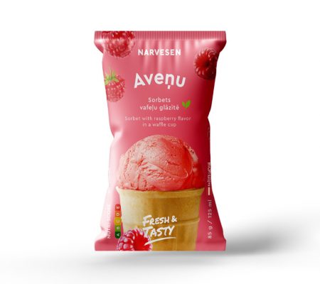 Aveņu sorbets vafeļu glāzītē